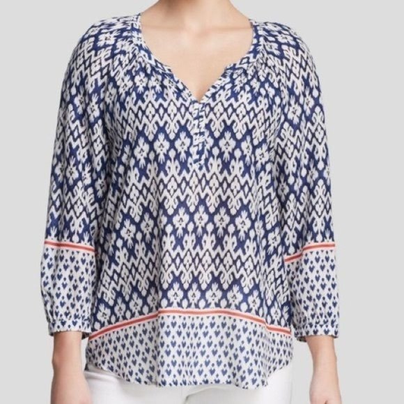 BeachLunchLounge Ikat Print Breezy Blouse Size Medium - Picture 1 of 6